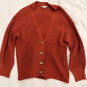 American Eagle Rust Red Button Up Chunky Cardigan